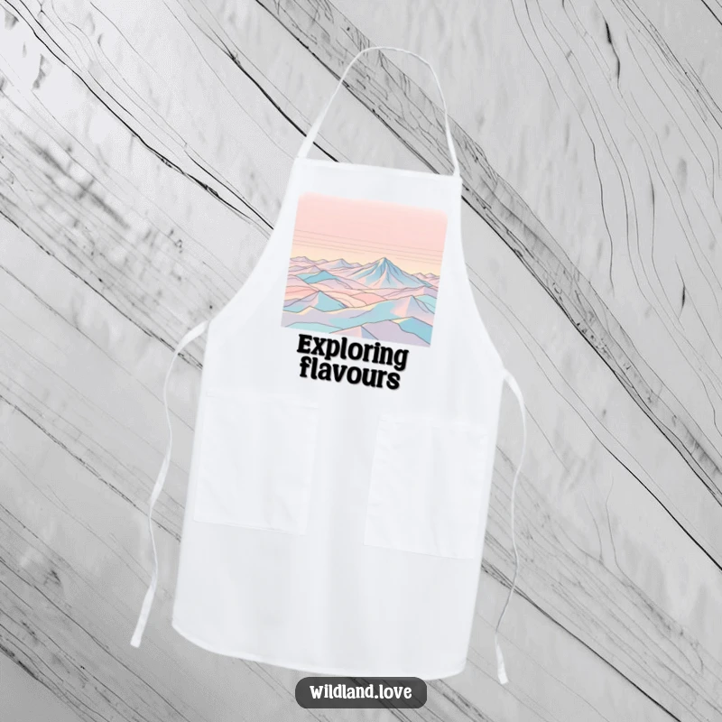 Funny apron featuring abstract topographical lines that suggest vast, empty landscapes, bringing a touch of nature to cooking.