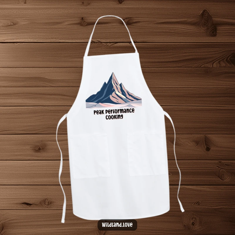 Funny minimalist mountain apron featuring stark abstract peaks, ideal for chefs and home cooks who love artistic humor.