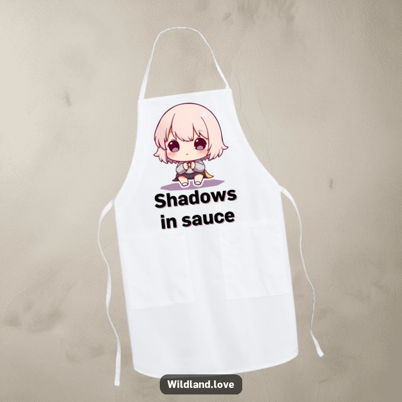 Funny apron depicting a dramatic contrast between deep shadows and sharp, bright illumination, bringing artistic flair to cooking.
