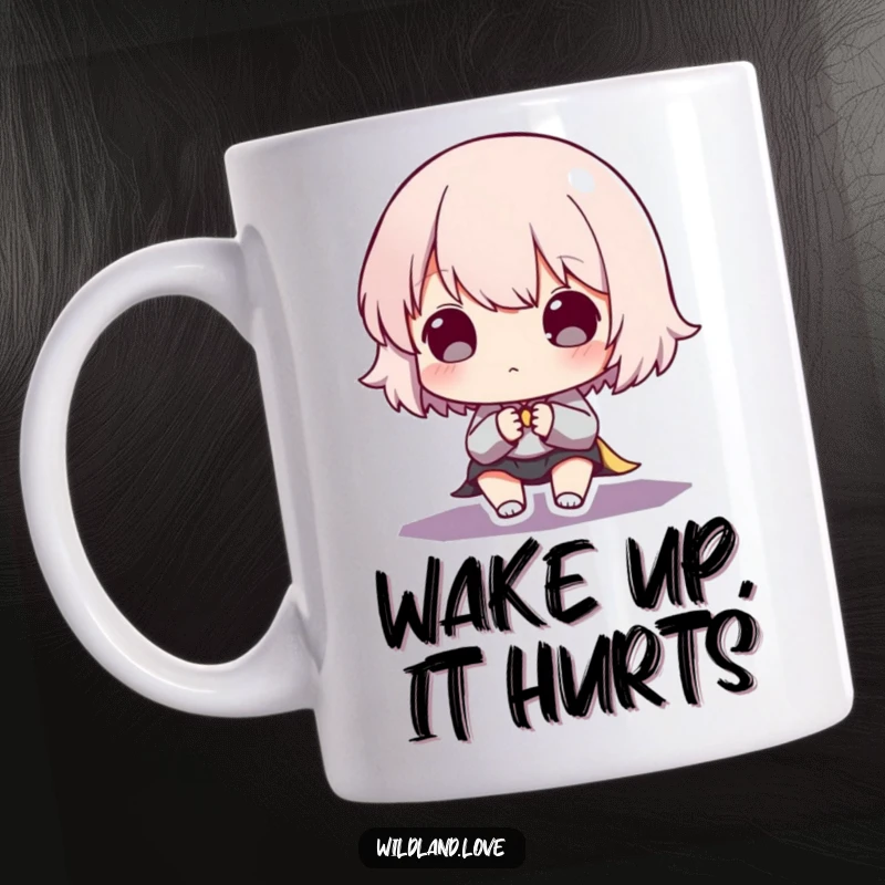 Funny mug illustrating a dramatic contrast between deep shadows and sharp, bright illumination, creating a visually arresting design.