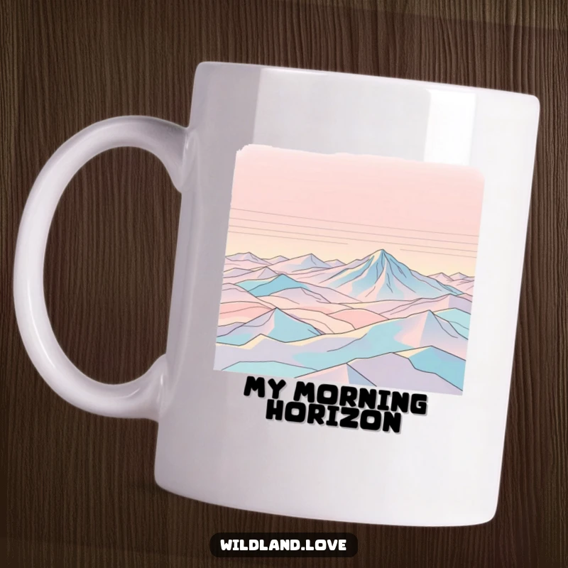 Funny mug with abstract topographical lines creating a sense of a vast, empty, and open landscape, evoking exploration.