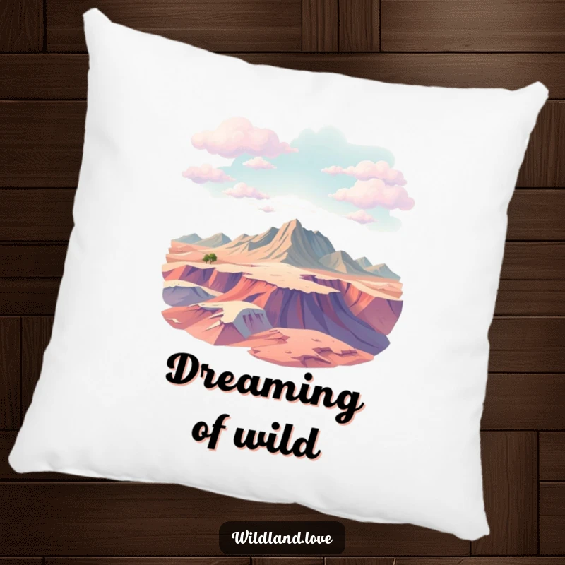 Funny pillow with abstract textured planes suggesting vast, untamed terrain, offering comfort and artistic flair.