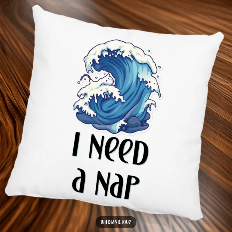 Funny distorted forces pillow showcasing stylized wind and water currents, offering a comfortable and humorous decorative element.