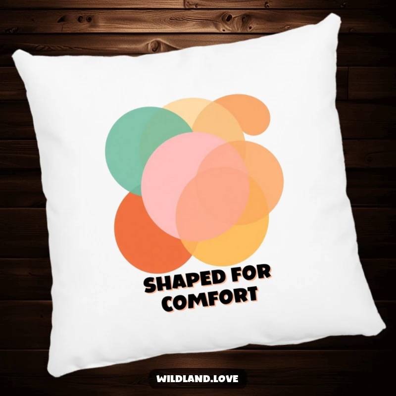 Funny pillow featuring bold, overlapping geometric shapes in earthy tones, adding soft, modern comfort.