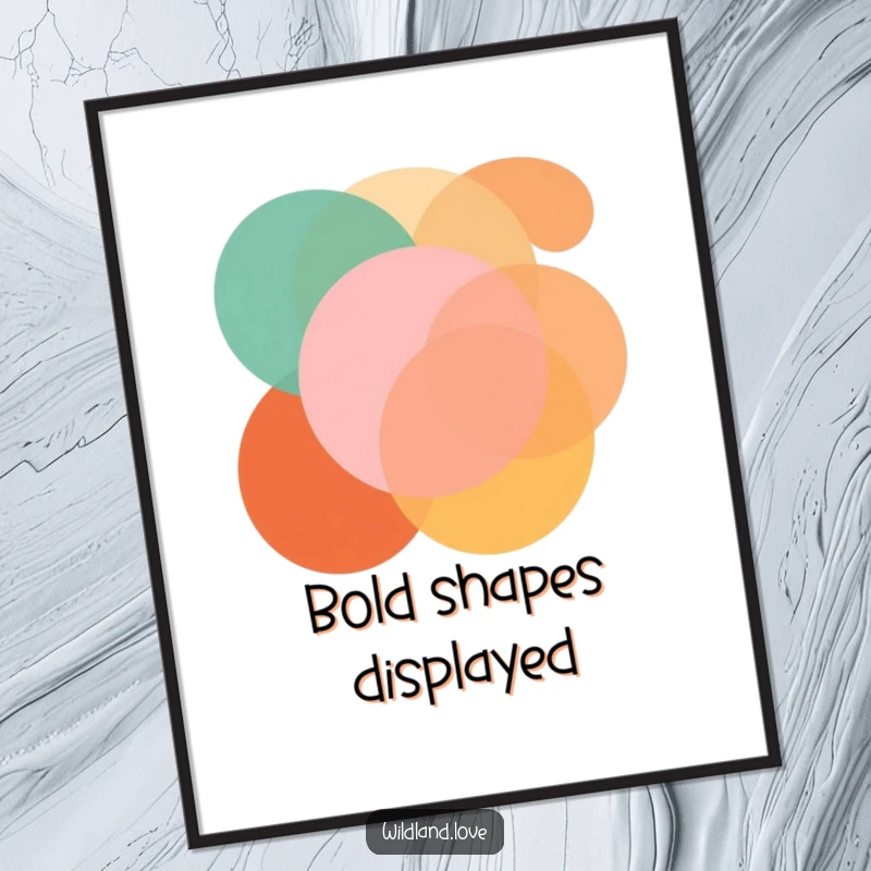Funny digital art print of bold, overlapping geometric shapes in earthy tones, perfect for modern decor.