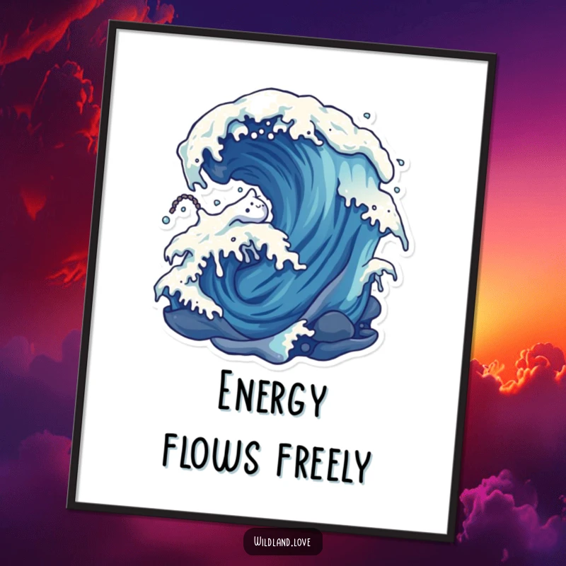 Funny distorted forces digital art print, a stylized depiction of wind and water currents, offering instant artistic humor.
