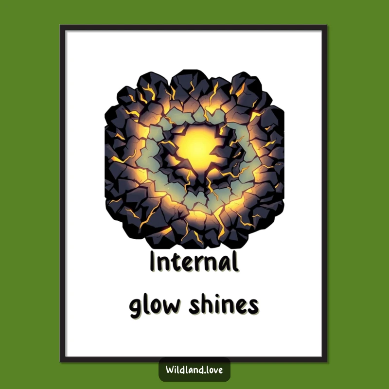 Funny Primal Light Digital Print - Glowing Fissure Dark Art