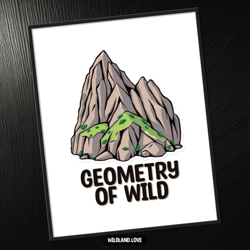 Funny printable art featuring bold, angular shapes that abstractly represent rugged, untamed wilderness terrain, perfect for adventurers.