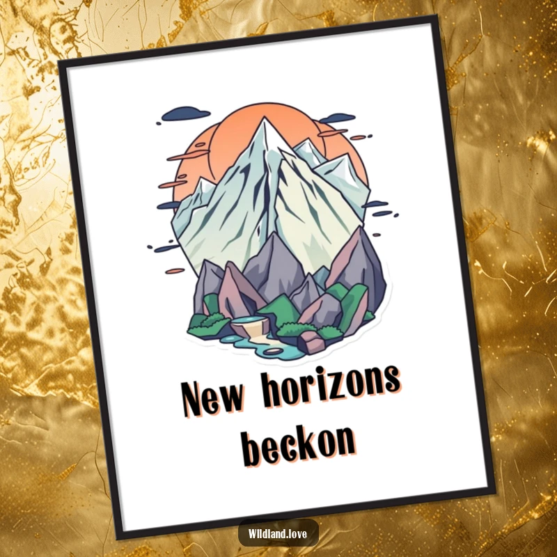 Funny frontier digital art print with dynamic sharp edges and flowing curves, offering instant artistic humor.