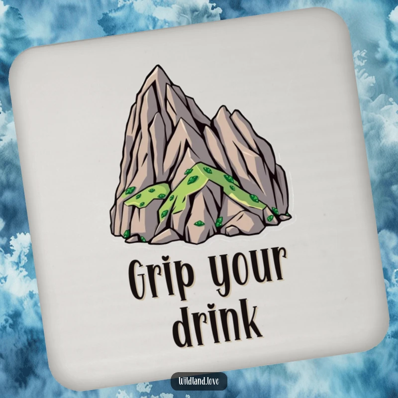 Funny drink coasters with bold, angular patterns depicting rugged, untamed terrain, adding a touch of wilderness to tabletops.