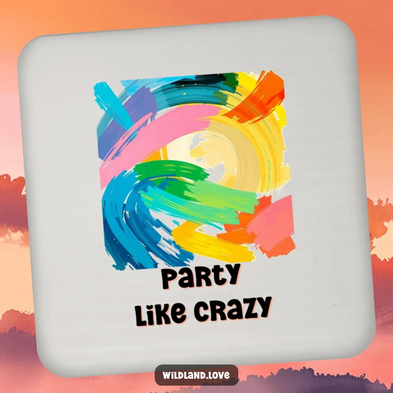 Funny color energy coasters with bold brushstrokes of intense color, symbolizing raw natural energy for decorative and protective use.