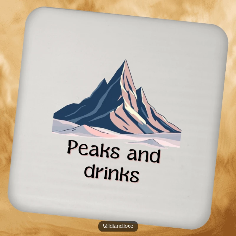 Funny abstract peaks coaster set with a stark minimalist landscape design, protecting tables with artistic humor.