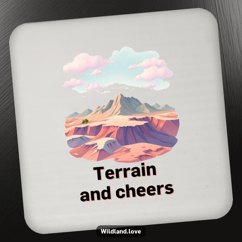 Funny abstract textured planes coaster set evoking vast, untamed terrain, perfect for protecting surfaces with artistic humor.