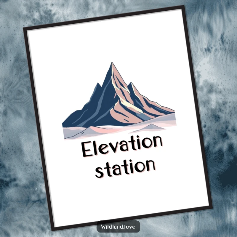 Funny abstract peaks poster showcasing a stark minimalist landscape with sharp, geometric mountains, ideal for modern wall decor.