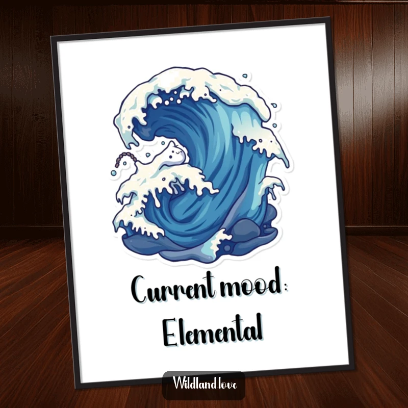 Funny Free Printable Wall Art depicting stylized, distorted wind and water currents in a dynamic, abstract composition.
