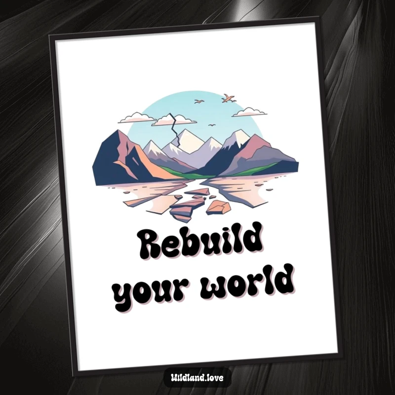 Funny Free Printable Wall Art featuring minimalist, fractured planes that abstractly suggest broken landscapes, creating a raw and modern aesthetic.