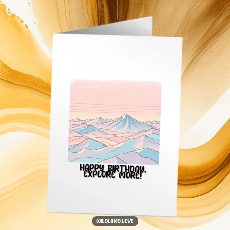 Funny Free Printable Birthday Card featuring abstract topographical lines creating a sense of vast, empty expanse, perfect for a birthday journey.