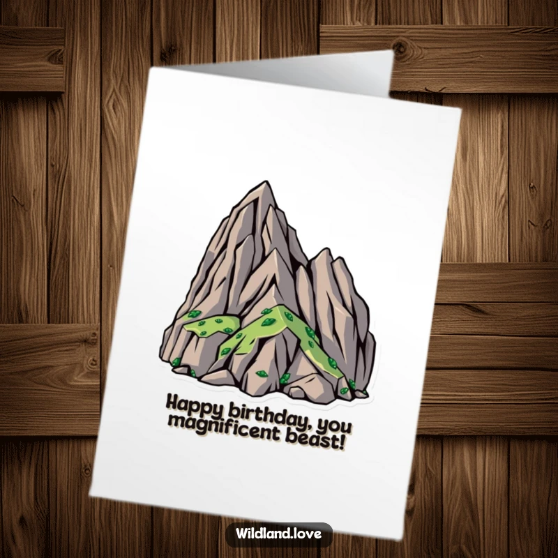 Funny Free Printable Birthday Card featuring bold, angular shapes depicting rugged, untamed terrain, ready for any birthday adventure.