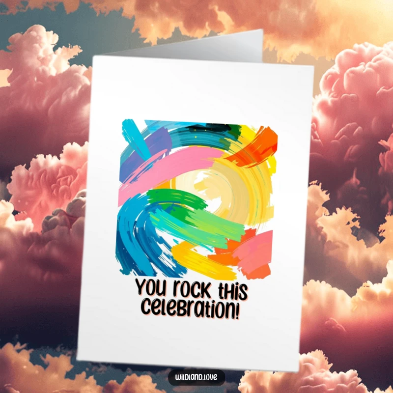 Funny Free Printable Congratulations Card showcasing raw, untamed natural energy through intense, bold color brushstrokes.