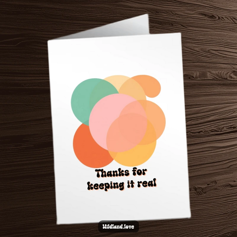 Funny Free Printable Thank You Card: Bold, overlapping geometric shapes in earthy tones convey thanks with contemporary humor.
