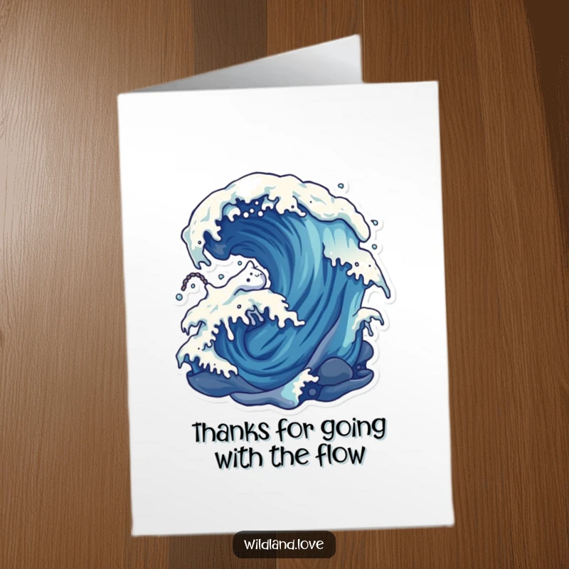Funny Free Printable Thank You Card with abstract water currents, representing a smooth and appreciative flow of gratitude.