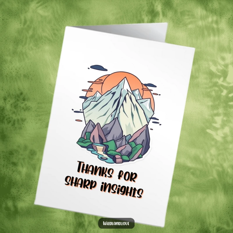 Funny Free Printable Thank You Card with sharp edges and flowing curves, representing a natural frontier and a unique thank you.