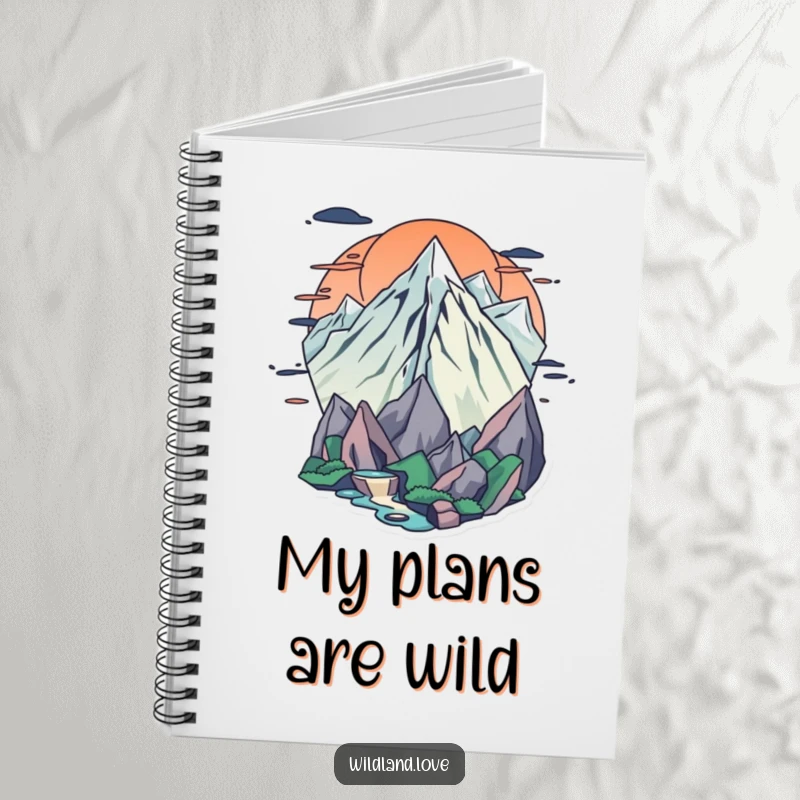 Funny frontier notebook with dynamic sharp edges and flowing curves, perfect for journaling with an adventurous and humorous artistic touch.