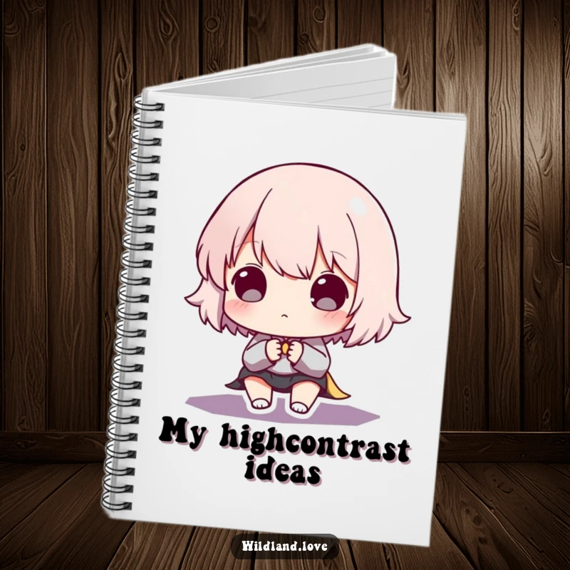 Funny notebook cover with a stark contrast between deep shadows and sharp, bright illumination, ideal for journaling artistic ideas.