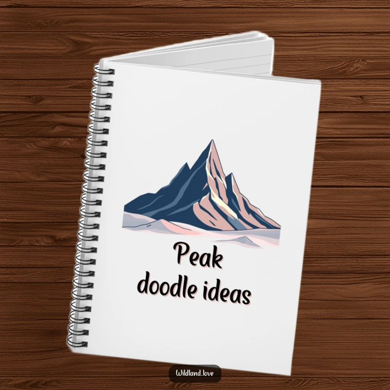 Funny abstract peaks notebook with a stark minimalist landscape cover, ideal for journaling and creative writing.