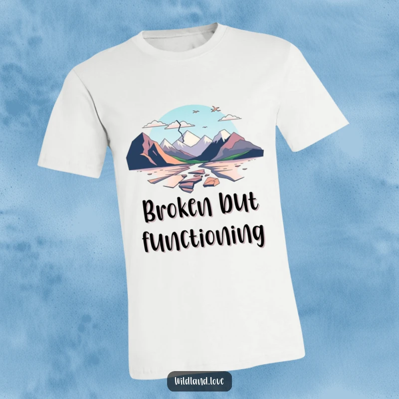 Funny t-shirt featuring minimalist, fractured planes that abstractly suggest broken landscapes, perfect for art lovers.