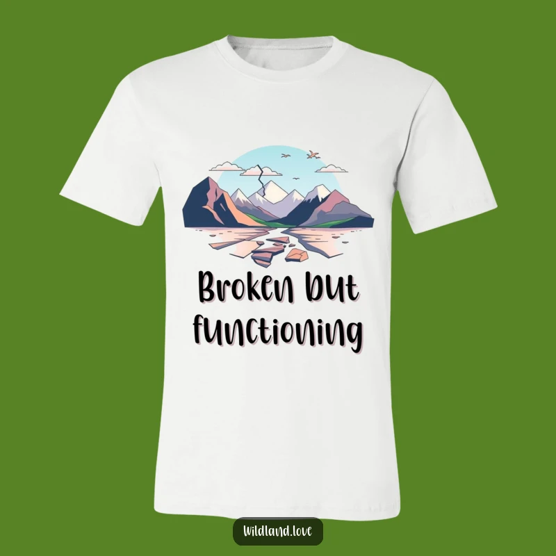 Funny Fractured T-Shirt: Minimalist Broken Landscape, Humorous Art Gift