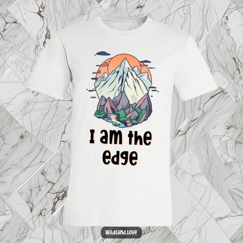 Funny frontier curves t-shirt featuring dynamic sharp edges and flowing curves, representing a natural boundary with humor.