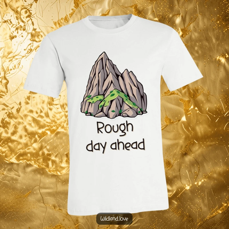 Funny t-shirt featuring striking, bold angular shapes that depict rugged, untamed wilderness terrain, designed for adventurers.