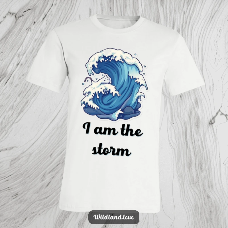 Funny wind and water t-shirt with a stylized, distorted depiction of natural forces, offering a humorous and artistic statement.