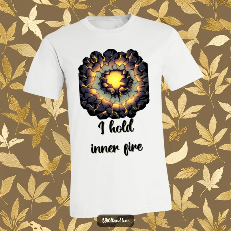 Funny glowing fissure t-shirt featuring dark cracks with internal primal light, symbolizing mystery and power with humor.