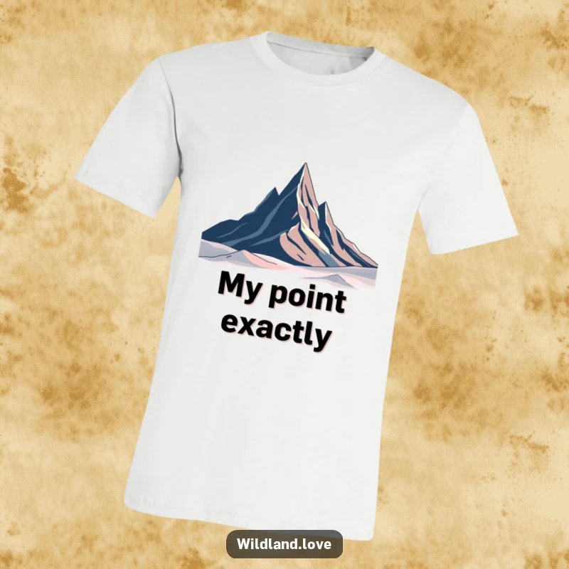 Funny abstract peaks t-shirt featuring a stark minimalist landscape with sharp, geometric mountains, ideal for art lovers.