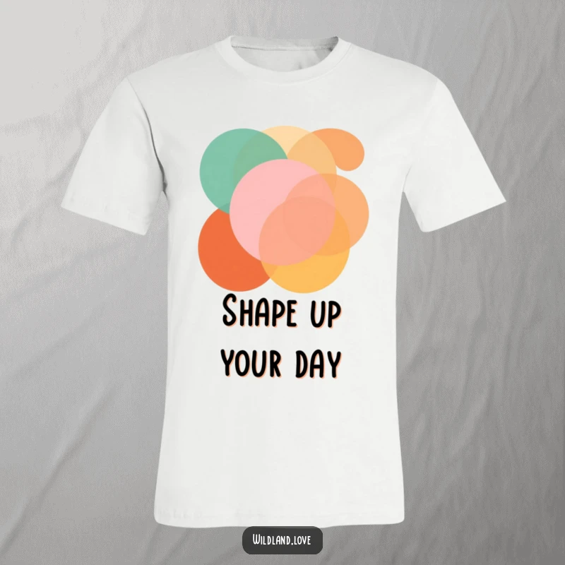 Funny t-shirt with bold, overlapping geometric shapes in earthy tones, perfect for art and design lovers.