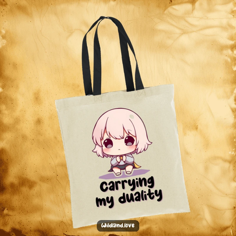 Funny tote bag showcasing a striking contrast between deep shadows and sharp, bright illumination, perfect for carrying everyday items.