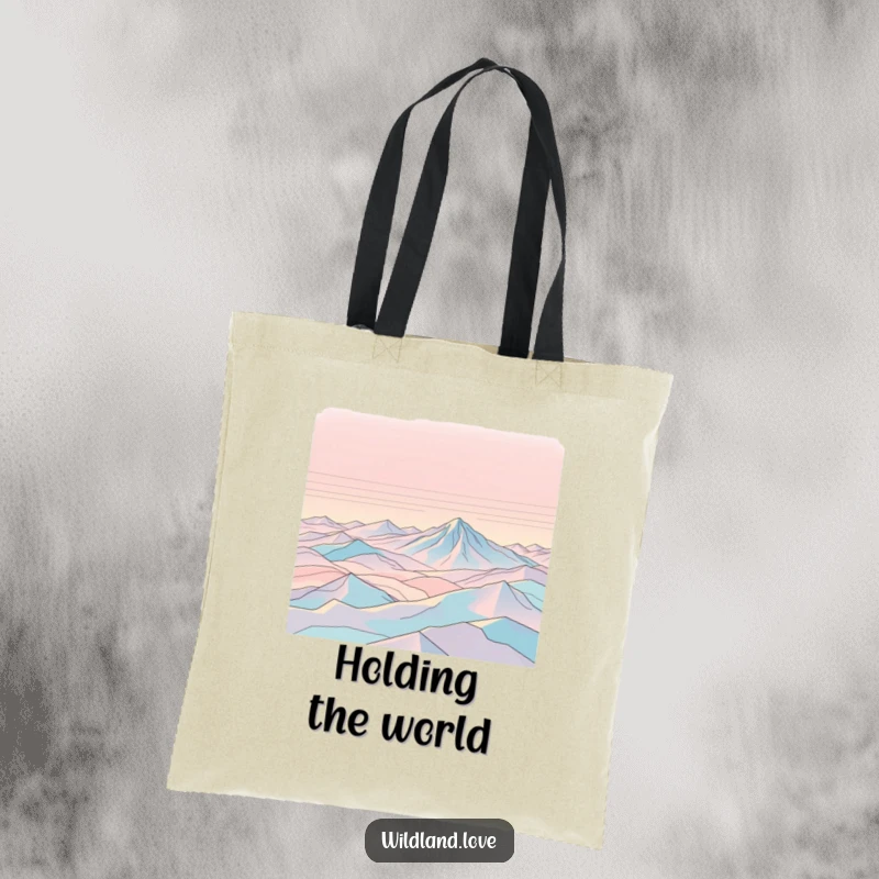 Funny tote bag with abstract topographical lines creating a sense of vast, empty open spaces, perfect for travel essentials.
