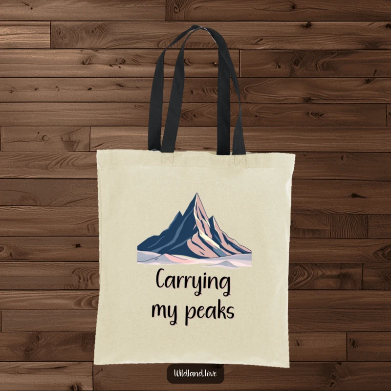 Funny minimalist tote bag featuring stark, abstract mountain peaks, perfect for carrying groceries or daily essentials with artistic flair.