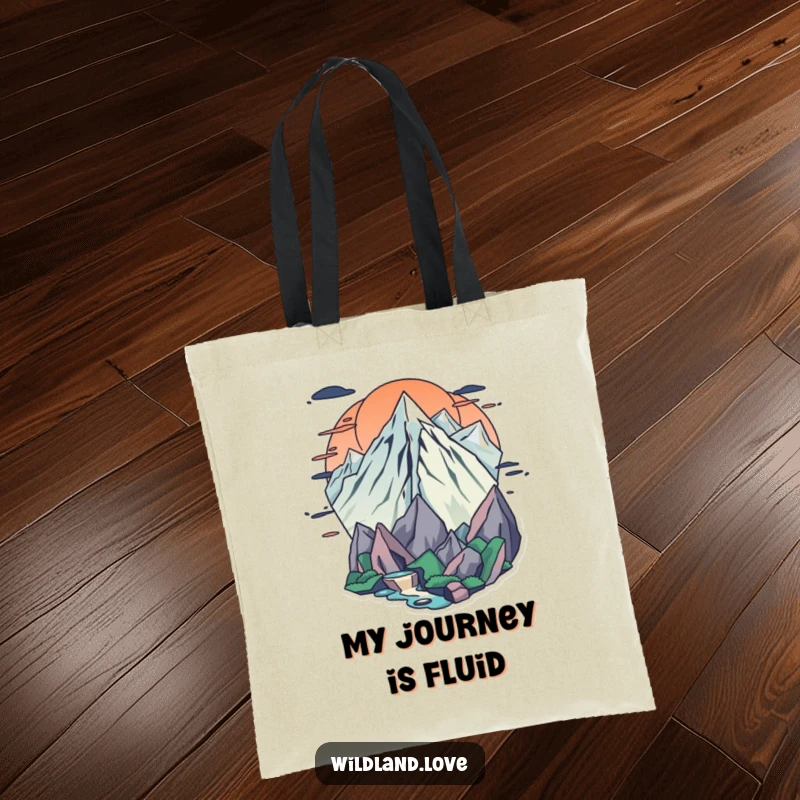 Funny frontier tote bag showcasing dynamic sharp edges and flowing curves, perfect for stylish and humorous everyday use.